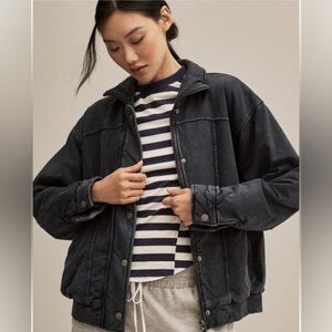 Anthropologie Pilcro Washed Navy Quilted Bomber Jacket Like New 
Size Small